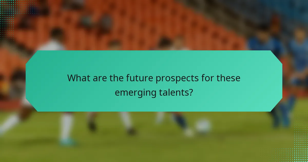 What are the future prospects for these emerging talents?