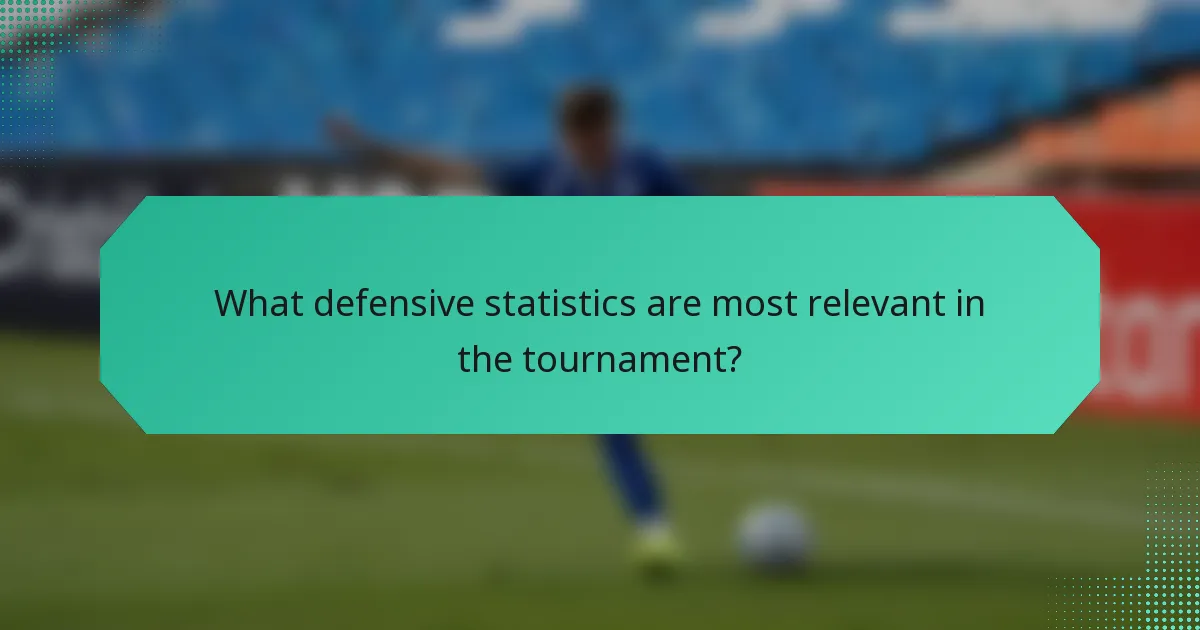 What defensive statistics are most relevant in the tournament?