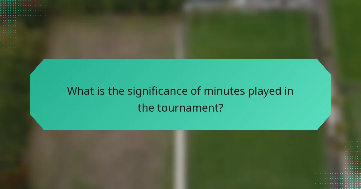What is the significance of minutes played in the tournament?