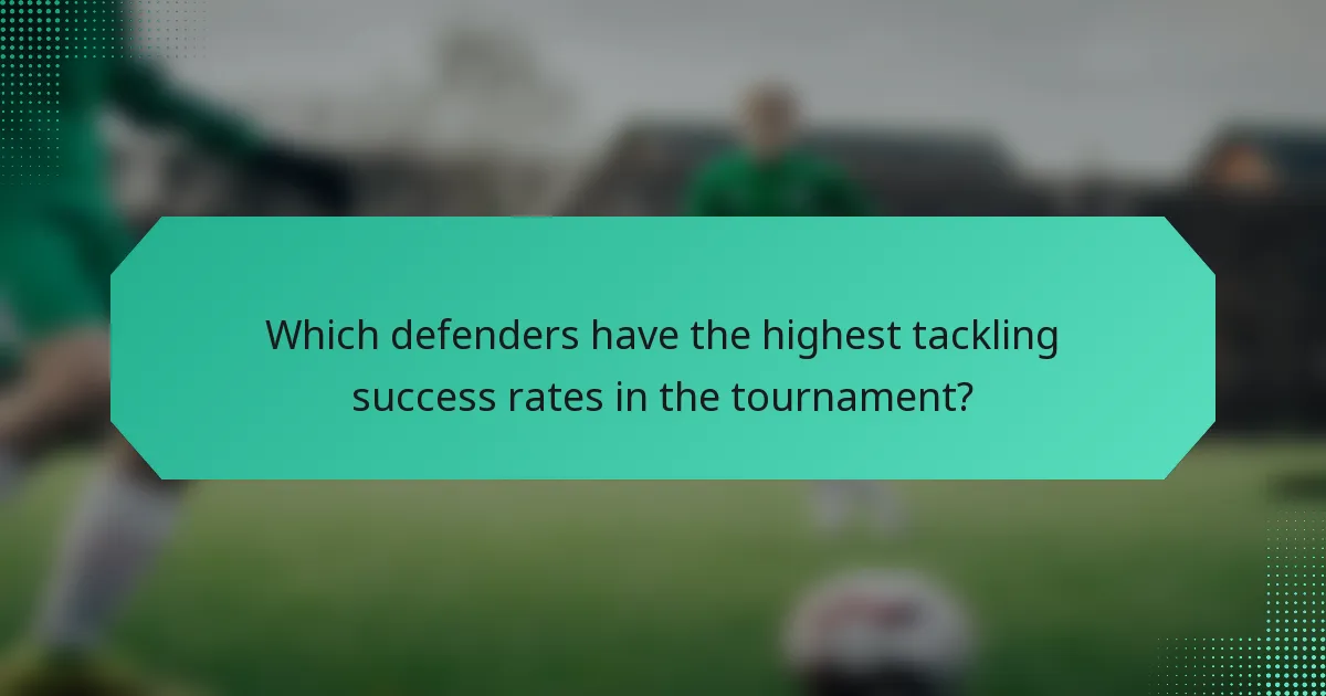 Which defenders have the highest tackling success rates in the tournament?